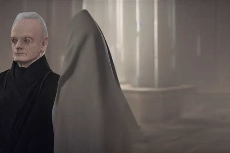 Prompt: a cinematic still of (Ian McDiarmid!!!) as palpatine, wearing sith hood, Ian McDiarmid, ((octane render, nvidia raytracing demo)), ((((lightning)))), (cackling), masterpiece