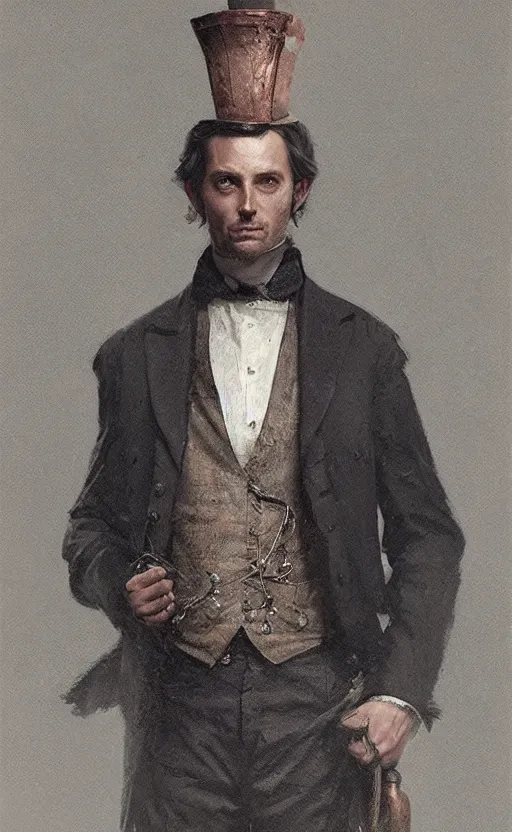 Prompt: portrait of a middle aged victorian aristocrat, waistcoat, standing upright, male, detailed face, victorian, highly detailed, cinematic lighting, digital art painting by greg rutkowski