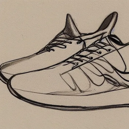 Image similar to Futuristic running shoes, sketch by Leonardo DaVinci