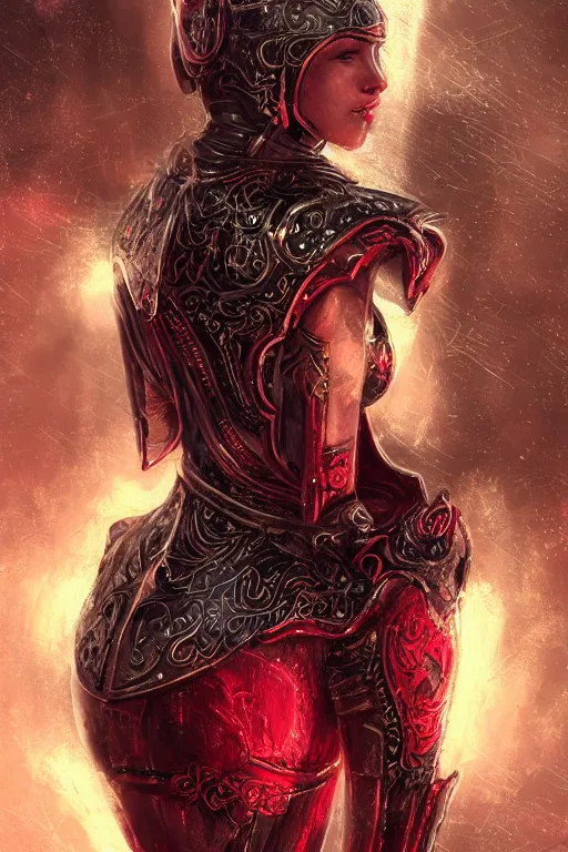 Image similar to portrait evilly knights of Zodiac girl, black and red reflected armor, in ruined Agora of Athens moon night and fire and heavy raindrop, ssci-fi, fantasy, intricate, very very beautiful, elegant, golden light, highly detailed, digital painting, artstation, concept art, smooth, sharp focus, illustration, art by tian zi and WLOP and alphonse mucha