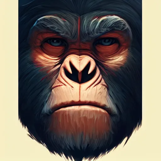 Image similar to face icon stylized minimalist war for the planet of the apes, loftis, cory behance hd by jesper ejsing, by rhads, makoto shinkai and lois van baarle, ilya kuvshinov, rossdraws global illumination