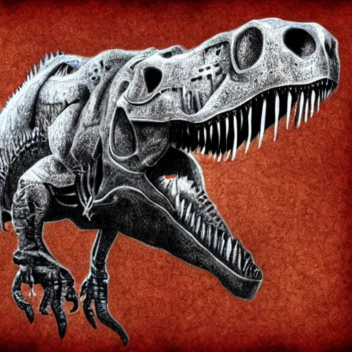 Image similar to anatomy of a t-rex made out of rusty gear, !pencil sketch!, digital art, award-winning