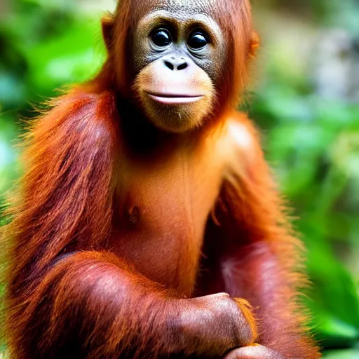 Prompt: portrait of a baby orangutan, cute