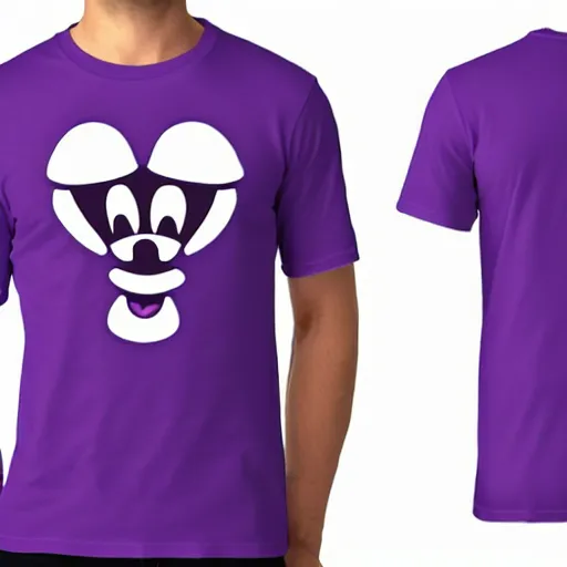 Image similar to a purple t-shirt with a cartoon face