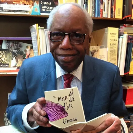 Image similar to cranbow jenkins, lord of the hambone, signing his new book called a man called cranbow