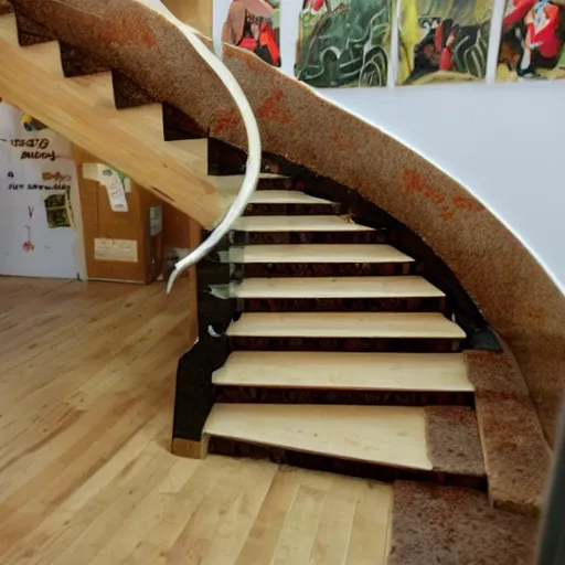 Prompt: m c esher staircase made of pizza