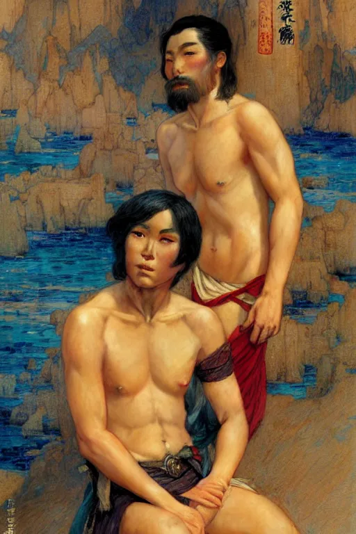 Image similar to tales of earthsea, tang dynasty, attractive male, character design, painting by gaston bussiere, craig mullins, j. c. leyendecker, tom of finland