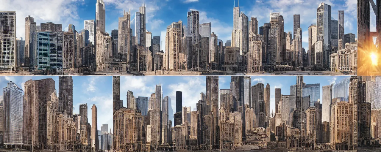 Image similar to photo collage, cityscape, chicago, pep ventosa, photoreal, high detail,