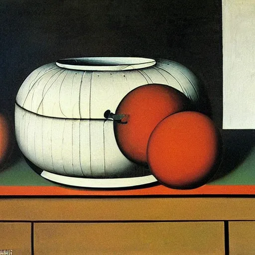 Image similar to a painting by the caretaker of an abstract sculpture still life by giorgio de chirico