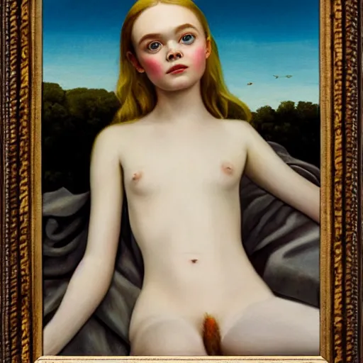 Prompt: portrait painting of Elle Fanning laying on a beach, neo-classicism style