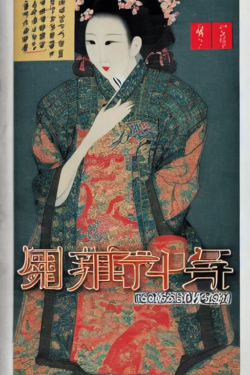 Prompt: beauty magazine cover from tang dynasty