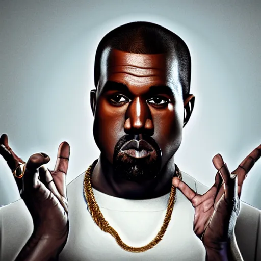 Prompt: Kanye West casting a white person spell, UHD, 4k, highly detailed, artstation