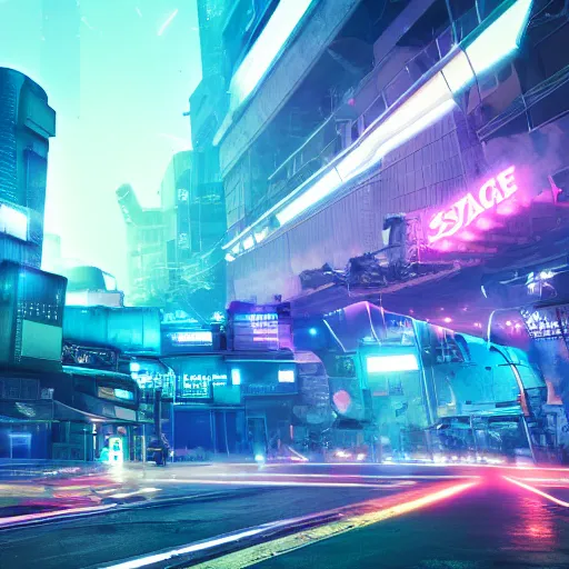 Image similar to space city, neon lightning, movie still, cinematic lightning, octane render, splash art, dystopian