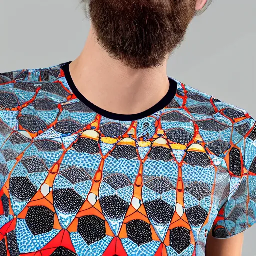 Image similar to a t shirt with a voronoi design