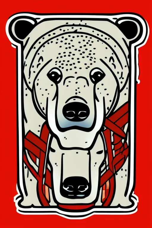 Image similar to Portrait of a polar bear, mafia, gangster, sticker, colorful, illustration, highly detailed, simple, smooth and clean vector curves, no jagged lines, vector art, smooth