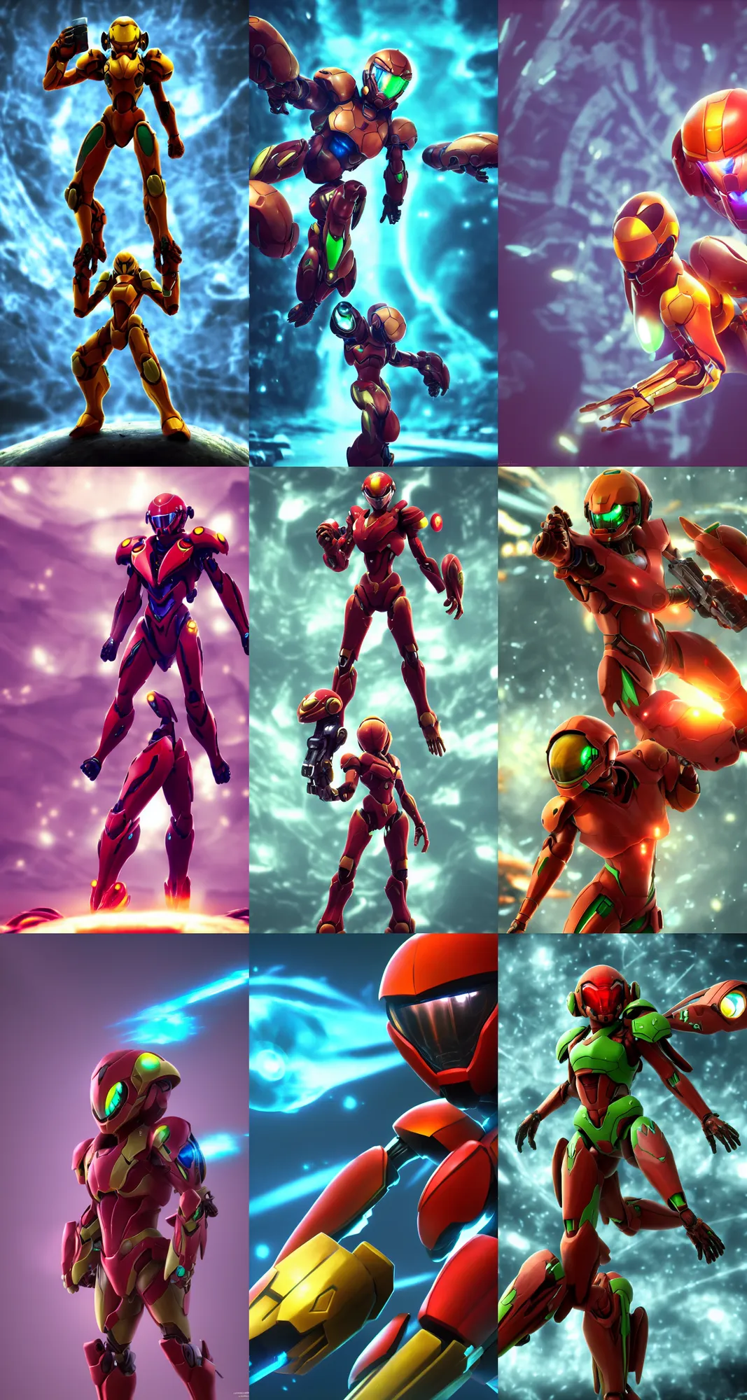 Prompt: metroid, varia suit, alone, nintendo, concept art, wallpaper, desktop background, minimalist, behance, artstation, deviantart, octane render