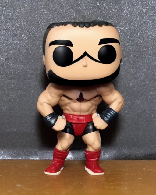 Image similar to A wrestler Funko Pop. Photographic, photography