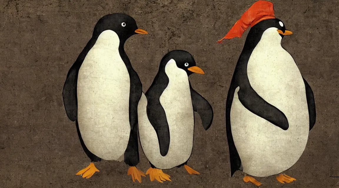 Image similar to Linux Tux penguin wallpaper painted by Leonardo da Vinci