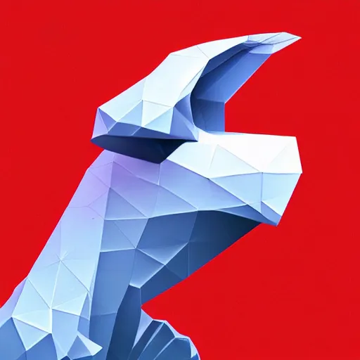 Image similar to low poly, vector, white eagle icon, in a book, red background, cgsociety, artstation, octane render