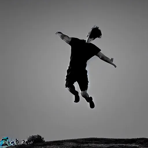 Image similar to man jumping by Greg rutowski