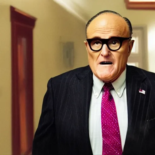 Prompt: film still of rudy giuliani in the new mean girls movie, 4 k