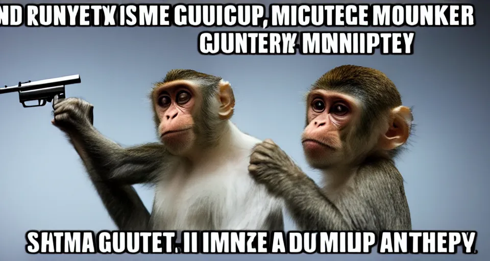 Image similar to Monkey Pointing a Gun at a Computer Meme