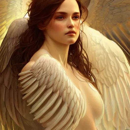 Prompt: portrait of angel wings highly detailed, digital painting, artstation, concept art, smooth, sharp focus, illustration, art by artgerm and greg rutkowski and alphonse mucha
