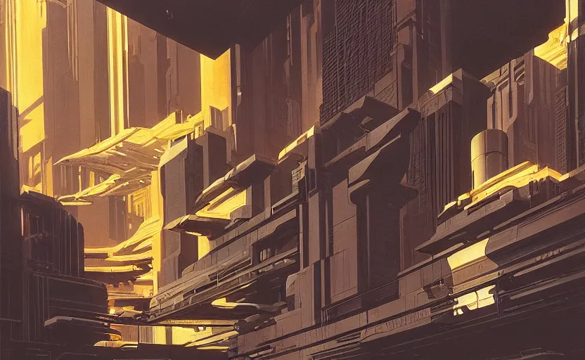 Image similar to coruscant undercity by syd mead