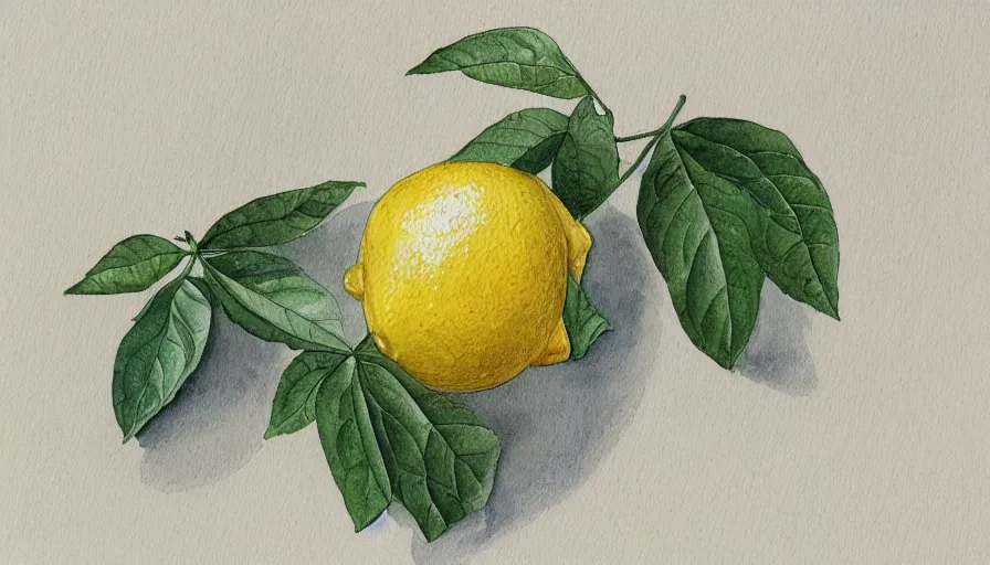 Prompt: encyclopedia drawing of lemon, watercolor, manuscript