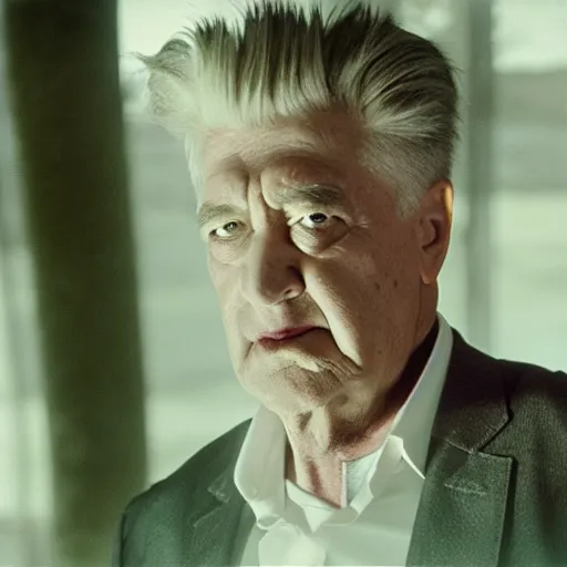 Image similar to movie still of a villain, facial expression, cinematic composition, cinematic light, surreal cinema, by david lynch,