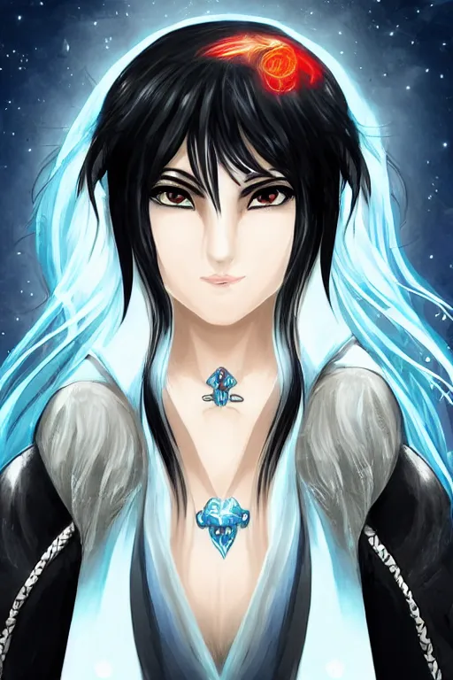 Image similar to black - haired mage, fieryeyes