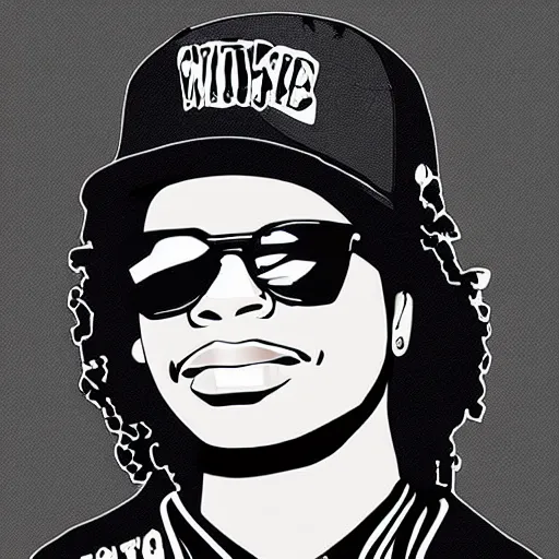 Prompt: eazy-e portrait, color by numbers