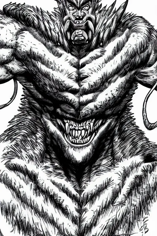 Image similar to beast man, highly detailed, digital art, sharp focus, trending on art station, kentaro miura manga art style