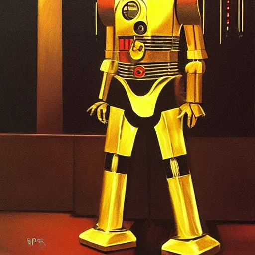 Image similar to painting of c - 3 p 0 by ralph macquarrie