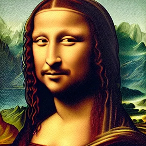 Image similar to Post Malone as the Mona Lisa, made by Leonardo da Vinci