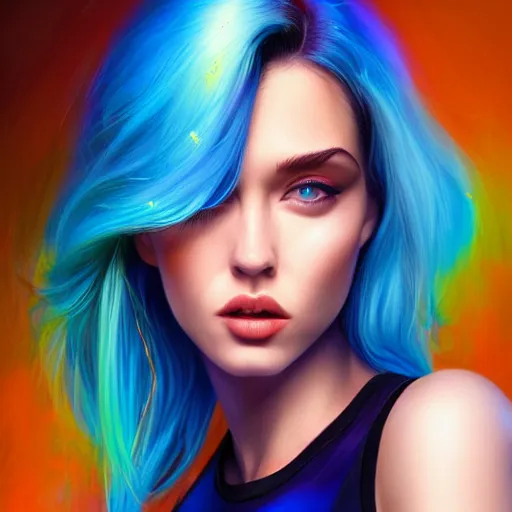 Prompt: electric woman, cute - fine - face, pretty face, oil slick hair, realistic shaded perfect face, extremely fine details, realistic shaded lighting, dynamic background, artgerm, 8 k ultra realistic, highly detailed, sophie anderson