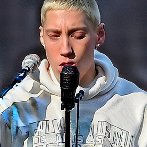 Image similar to Eminem becoming uncanny-W 910