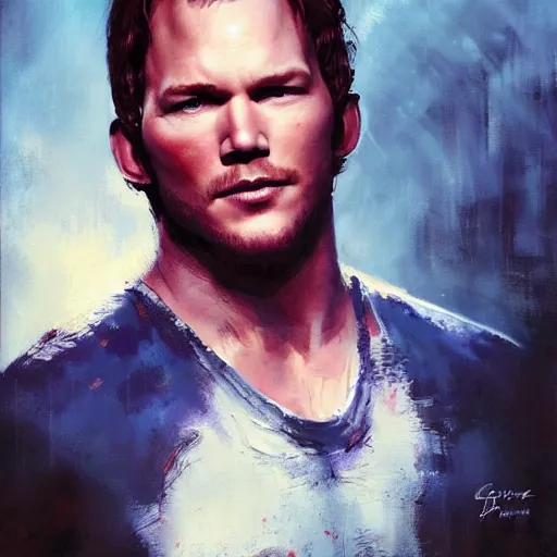 Image similar to chris pratt and the doll chucky, oil painting, by greg rutkowski