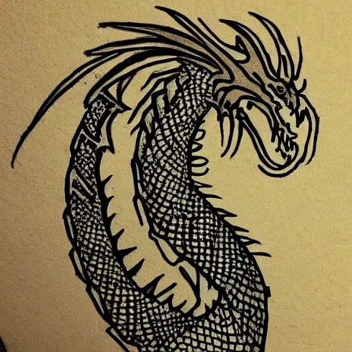 Image similar to “fire breathing dragon, doodle”