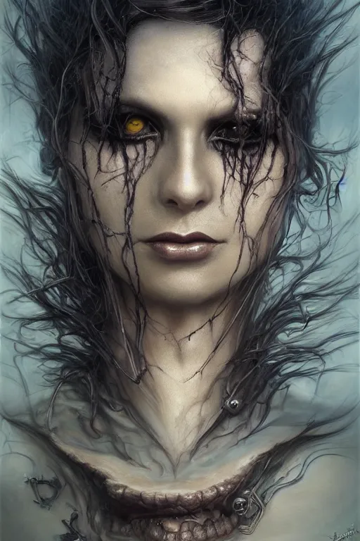 Prompt: closeup portrait shot of death of the endless, the sandman, thick fancy makeup, highly detailed, digital painting, artstation, concept art, soft focus, depth of field, artgerm, tomasz alen kopera, peter mohrbacher, donato giancola, joseph christian leyendecker, wlop, boris vallejo