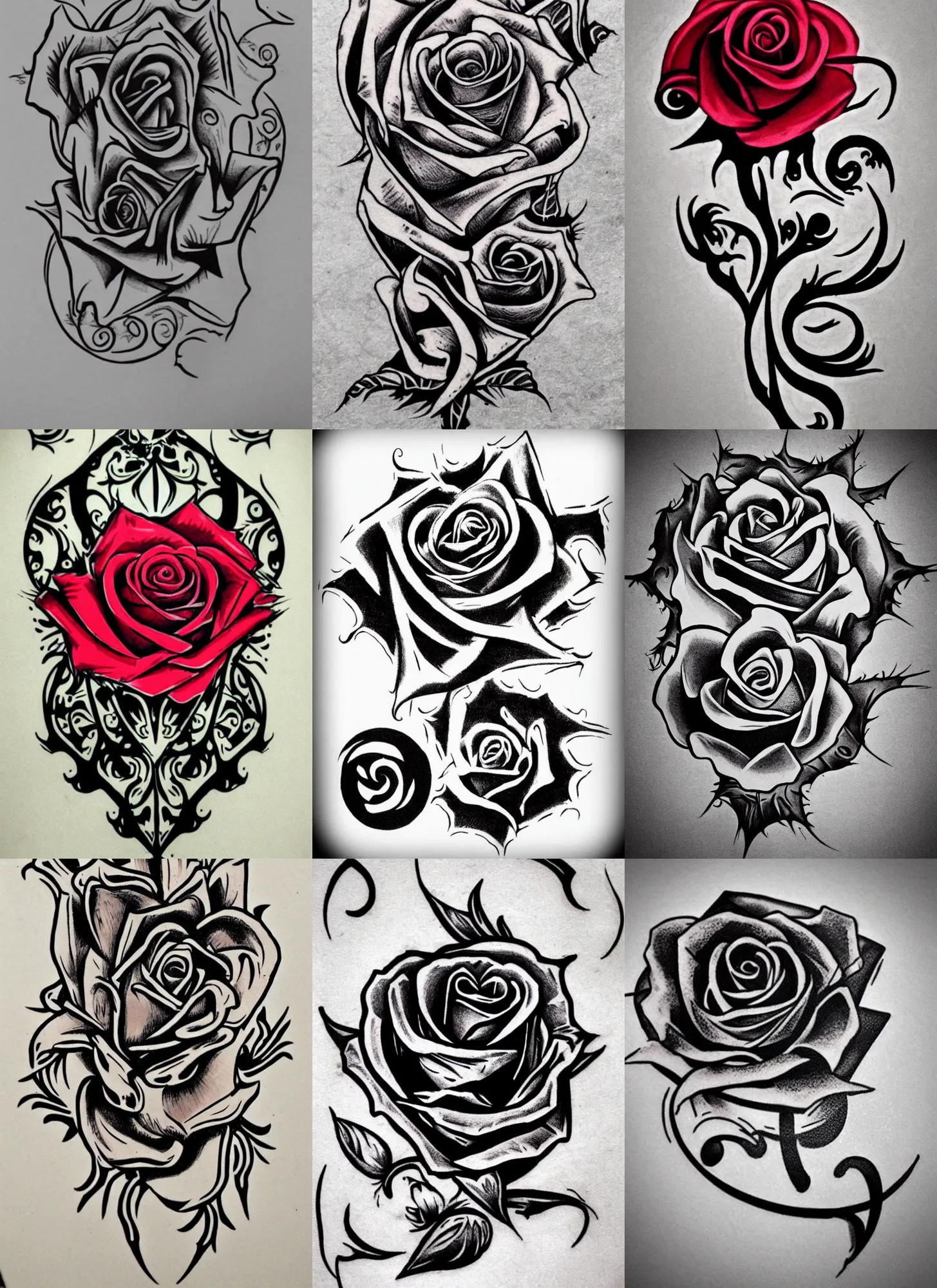 Traditional Tattoo Stencil of a Rose Bouquet Black Line Art Smooth, Rose  Stencil - valleyresorts.co.uk