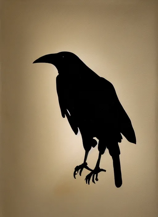 Image similar to crow, award - winning painting, gold and silver shapes, elegant, luxurious, beautiful, pitch black background, chiaroscuro