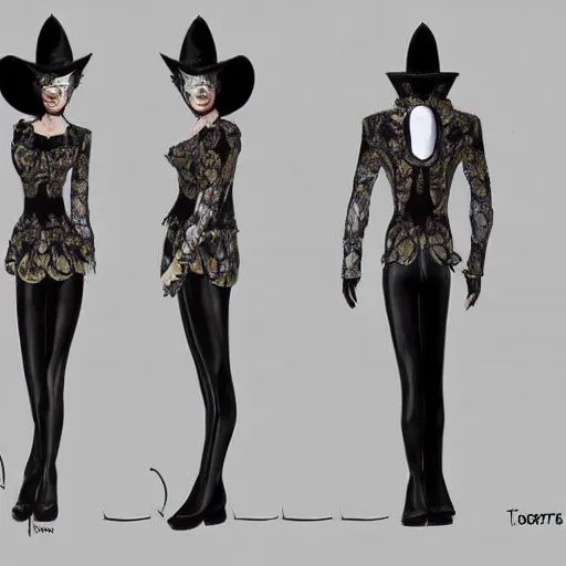 Image similar to clothing design ideas, concept sheet, jester crown tophat,