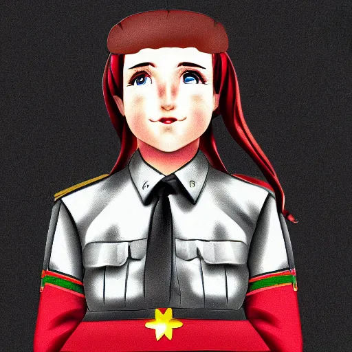 Image similar to joseph stalin i a school girl outfit, anime styled digital art