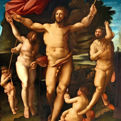 Prompt: Renaissance painting of St. Sebastian as a black man with an afro and dark skin