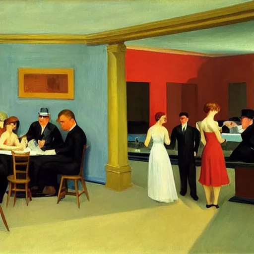 Image similar to having a cool party birthday party, painting by edward hopper, highly detailed