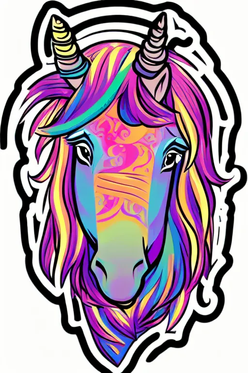 Image similar to A portrait of a gangster unicorn, sticker, highly detailed, colorful, illustration, smooth and clean vector curves, no jagged lines, vector art, smooth