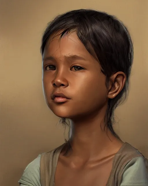 Prompt: Portrait of Migrant and Colonizer child, Migrant Colonizer morph child morph, digital painting, realistic shaded, realistic shaded lighting, fan art, pixiv, by Ilya Kuvshinov, child hybrid, realistic face and body hybrid, by magali villeneuve, Artstation, by Jeremy Lipkin and by Michael Garmash and by Rob Rey. Face retouch