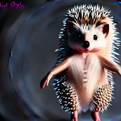 Prompt: full length beautiful hedgehog girl, style studio shot, professional photographer, many details, super realistic, high quality, 8 k