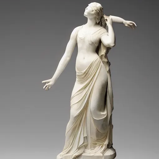 Image similar to a portrait of a marble statue of a woman dancing, wearing a beautiful dress